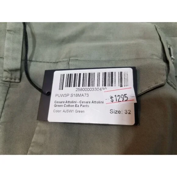 Cesare Attolini Green Chino Pants Size 32. New With Tags.